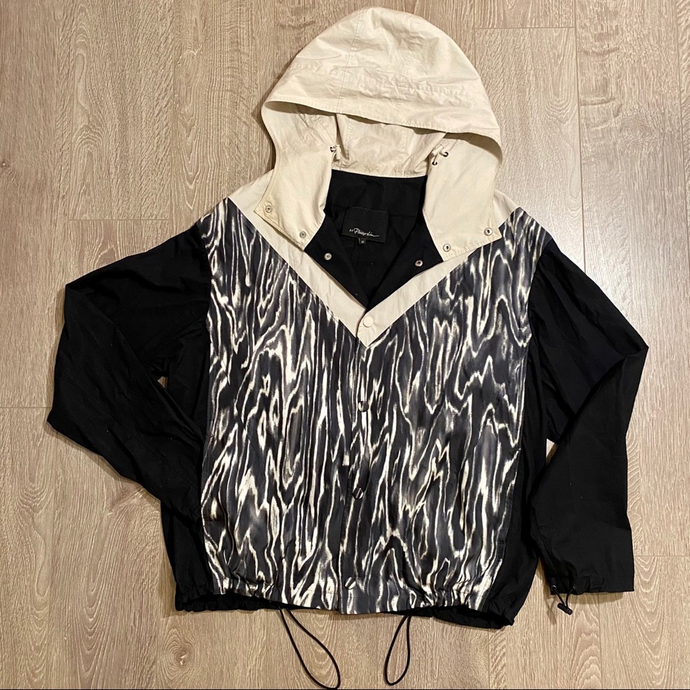3.1 PHILLIP LIM BLACK CREAM WINDBREAKER JACKET MEN